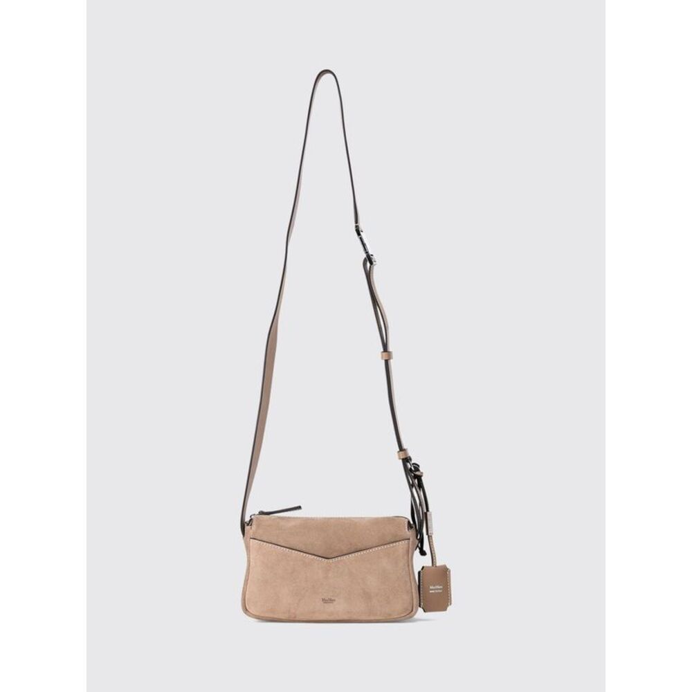 Max Mara Women Max Mara Suede Leather Crossbody Bag With Logo Charm